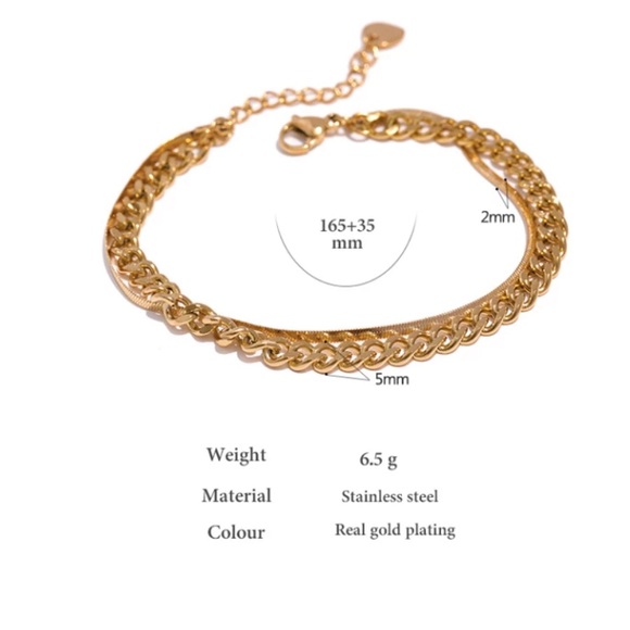 💛Gold plated double layered chain bracelet - Picture 3 of 4